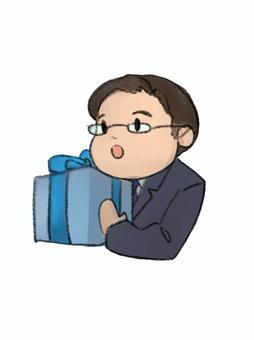 父の日プレゼント付き 父の日,プレゼント,お祝い,パパ,メガネ,スーツのイラスト素材