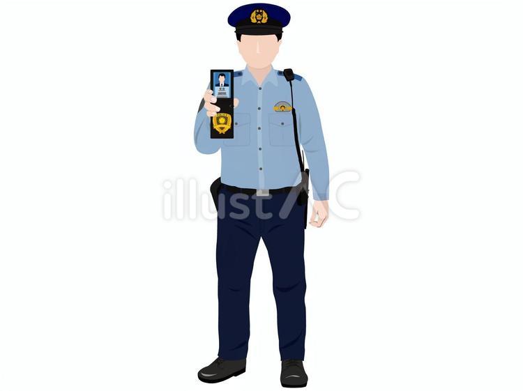 警察官　警察手帳を見せる 警察官,警官,警察のイラスト素材