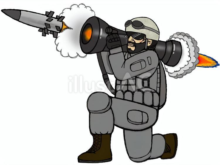 携帯型対戦車ミサイルを発射する兵士 ミサイル,兵器,ウェポンのイラスト素材