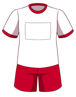 赤い体操服のイラスト 服,体操服,衣類,赤,半袖,半ズボン,体育,学校,運動,イラストのイラスト素材