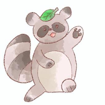 たぬき たぬき,葉,生き物,動物,水彩,鉛筆のイラスト素材
