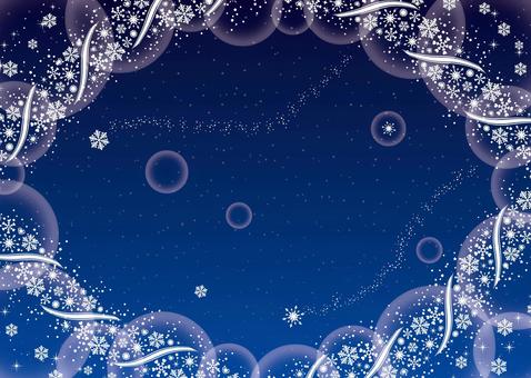 雪の結晶のクリスマスフレーム　文字なし1 クリスマス,メリークリスマス,クリスマスカード,12月,1月,2月,冬,雪,結晶,リースのイラスト素材
