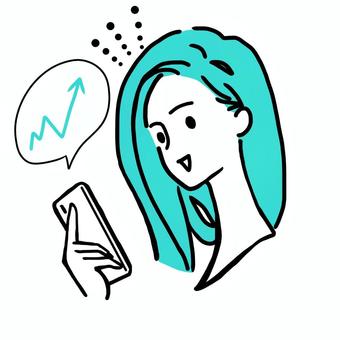 株価上昇に喜ぶシンプル人 株価上昇に喜ぶシンプル人 携帯,株,株式,投資,上昇,矢印,女性,シンプル,綺麗,美人のイラスト素材
