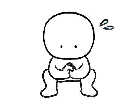 スクワットをする棒人間 棒人間,人物,スクワット,ストレッチ,筋トレ,手描き,落書き,表情,黒,シンプルのイラスト素材