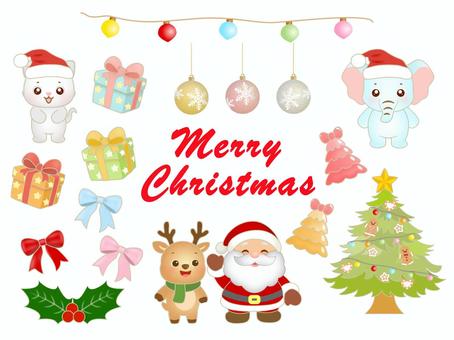 クリスマスのセット_3 セット,サンタクロース,クリスマス,グリーティングカード,クリスマスライト,電飾,冬,ハッピーホリデー,ハッピーホリデーズ,メリークリスマスのイラスト素材