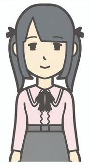 正面を向いて微笑んでいる地雷系女子 微笑む,地雷系,女性,女の子,ツインテール,人,リボン,ファッション,若い,笑うのイラスト素材