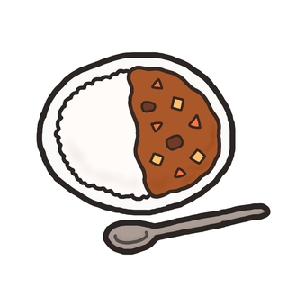 Curry rice and spoon, curry and rice, curry, food, JPG and PNG