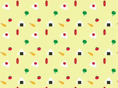 お弁当の具材背景　パターンスウォッチ おにぎり,おむすび,ご飯,和食,握り飯,食べ物,食品,メニュー,梅干し,昆布のイラスト素材