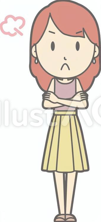 私服OLb-怒る-全身 シンプル,かわいい,olのイラスト素材