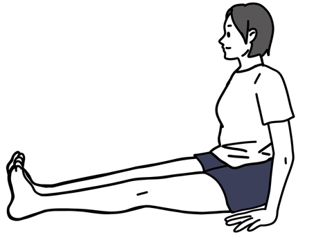 脚の漸進的筋弛緩法 女性,漸進的筋弛緩法,脚,伸ばす,ピーン,横向き,姿勢,座位,座る,若いのイラスト素材