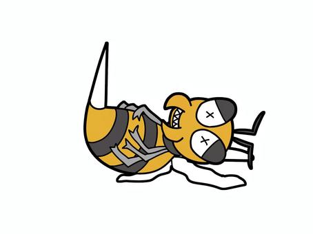 死んでるスズメバチ君 スズメバチ,ゆるい,キャラ,牙,死,毒,針,黄色,黒,しましまのイラスト素材