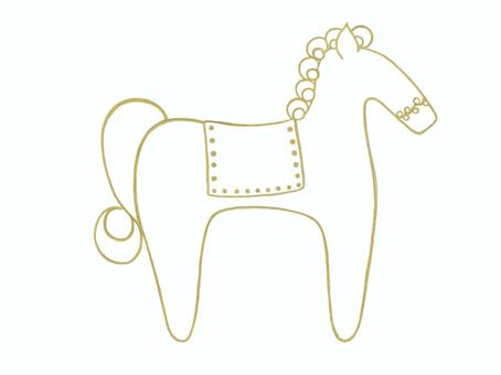 午　塗り絵 馬,干支,塗り絵,メルヘンチック,動物,単色,かわいい,横向き,手描き,ポップのイラスト素材