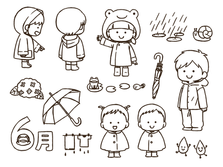 插图, 雨衣, 男孩, 女孩, 