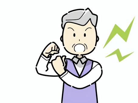 拳を握り激励するおじいさん 上半身,おじいさん,ガッツポーズ,老人,高齢者,祖父,シニア,年寄り,白髪,高齢のイラスト素材