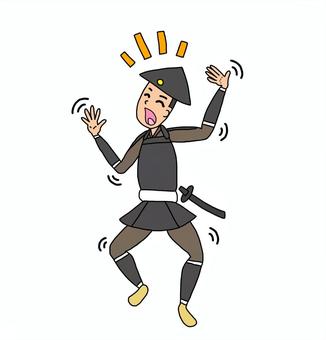 踊る戦国時代の足軽 足軽,侍,武士,鎧武者,戦士,兵士,日本,和風,歴史,日本史のイラスト素材
