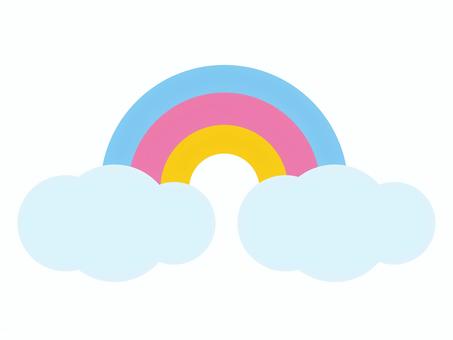 かわいいシンプルな虹と雲 かわいいシンプルな虹と雲 虹,雲,晴れ,イラスト,単体,空,天気,シンプル,半円,半円形のイラスト素材