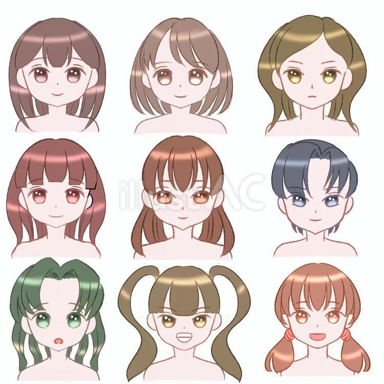 髪型種類（女の子） 髪型,種類,色々のイラスト素材