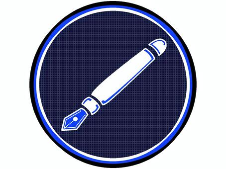 万年筆のアイコン『青』 万年筆,文具,文字,書く,道具,ペン先,モチーフ,カラー,挿絵,素材のイラスト素材