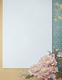 和風の花のフレーム(縦)