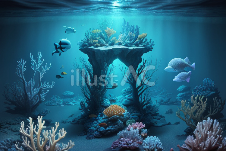 海中　その1 海底,海中,自然のイラスト素材