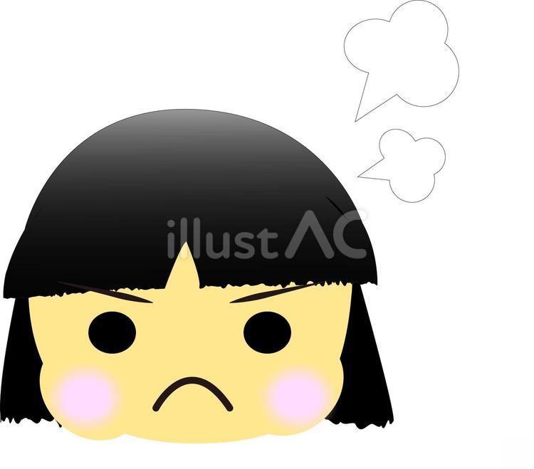 怒っている女の子の顔 女の子,怒り,子供向けのイラスト素材