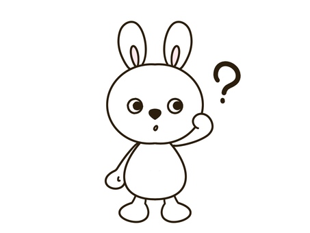 ウサギ（？） うさぎ,疑問,問題,考える,考察,クイズ,不明,質問,単品,単体のイラスト素材