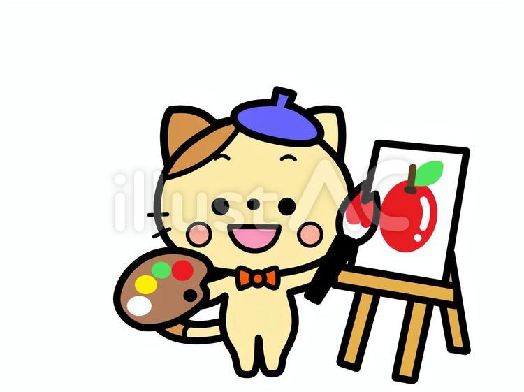 絵を描く　ねこ 猫,ねこ,ネコのイラスト素材