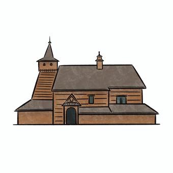 マウォポルスカ南部の木造聖堂群 文化遺産,世界遺産,遺産,手書き,国のイラスト素材