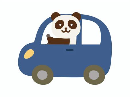 くるま_パンダ_紺 車,動物,パンダ,運転,乗用車,普通車,軽自動車,自動車,乗り物,かわいいのイラスト素材
