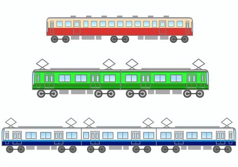 １両・２両・３両の電車・列車のセット １両,2両,3両,列車,電車,交通,乗り物,セットのイラスト素材
