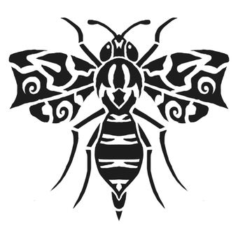 蜂のネオトライバル風デザイン 蜂,トライバル風,ネオトライバル風,タトゥーデザイン,ワンポイント,モノクロのイラスト素材