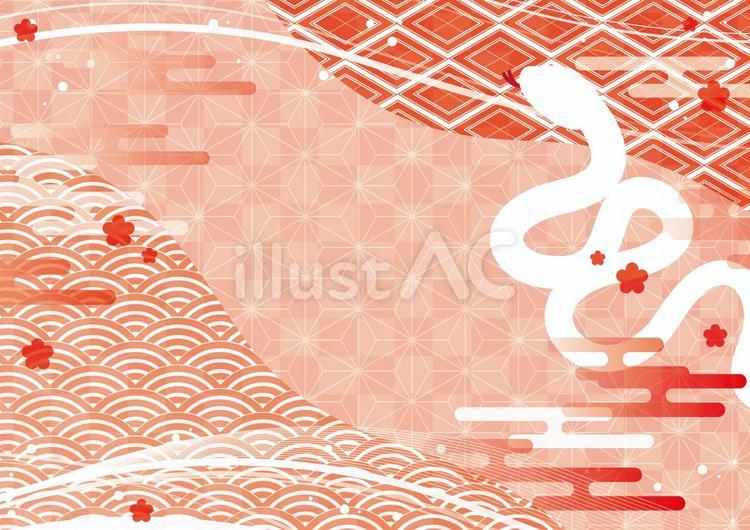 巳年の正月の和風イメージ素材 正月,巳年,蛇のイラスト素材