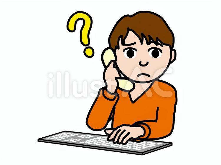 PC操作（749）はてな電話斜め起業家 パソコン,電話,はてなのイラスト素材