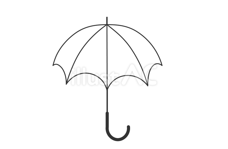 白い傘（線画） 傘,梅雨,雨のイラスト素材