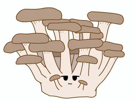 ジト目のひらたけアイコン 野菜,ひらたけ,きのこ,顔,かわいい,アイコン,ジト目,シンプル,手描き,ベタ塗りのイラスト素材