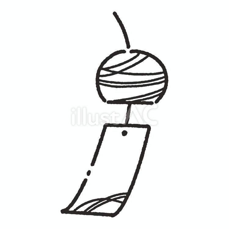 揺れる風鈴＿線画 風鈴,風物詩,夏のイラスト素材