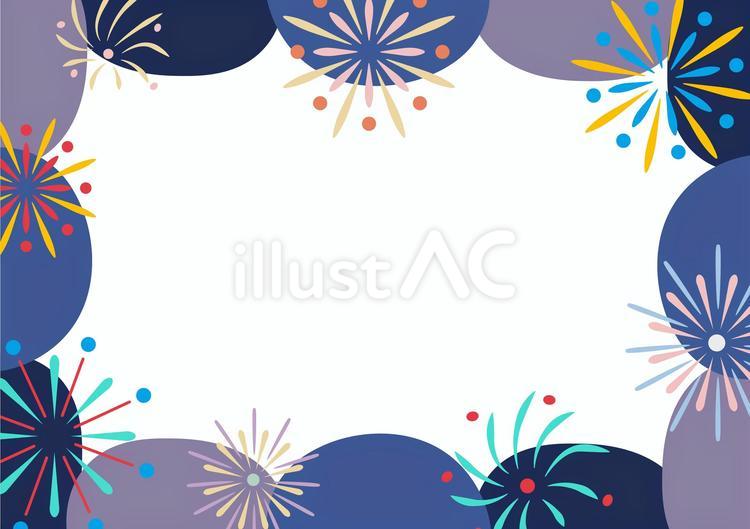 カラフルな打ち上げ花火のフレーム 花火,夏祭り,背景のイラスト素材