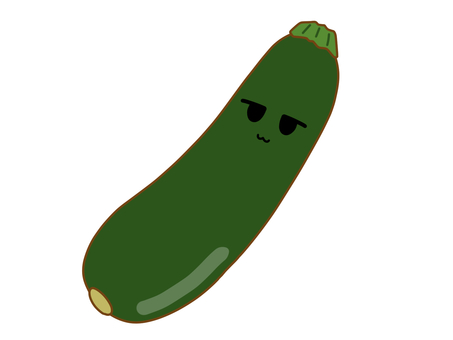 ジト目のズッキーニアイコン 野菜,ズッキーニ,果菜類,淡色野菜,かわいい,アイコン,顔,シンプル,手描き,ジト目のイラスト素材