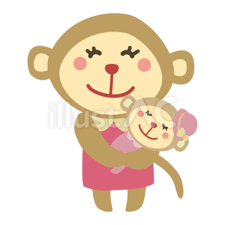 お母さんサル お母さん,サル,茶色のイラスト素材