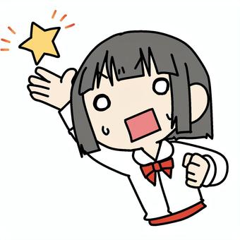 星と焦る少女 小学生,焦る,星,お気に入り,掲げる,不安,困惑,急ぐ,汗,やばいのイラスト素材