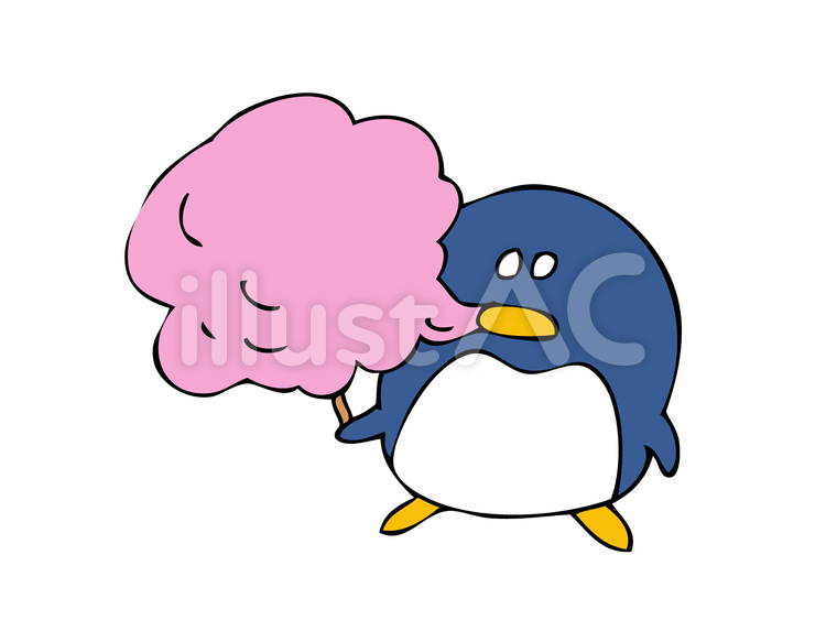 わたあめを食べるペンギン ペンギン,わたあめ,綿菓子のイラスト素材