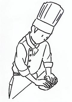 パン屋さん パン屋,パン,こねる,パン職人,ブーランジェリー,パン作り,シェフ,男性,ゆるかわ,アイコンのイラスト素材