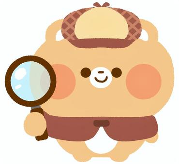 探偵のくま 探偵,くま,捜査,虫眼鏡,証拠,仕事,職業のイラスト素材