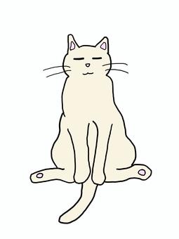 無防備にリラックスしている白ネコ 猫,白ネコ,家猫,飼い猫,かわいい,リラックスのイラスト素材