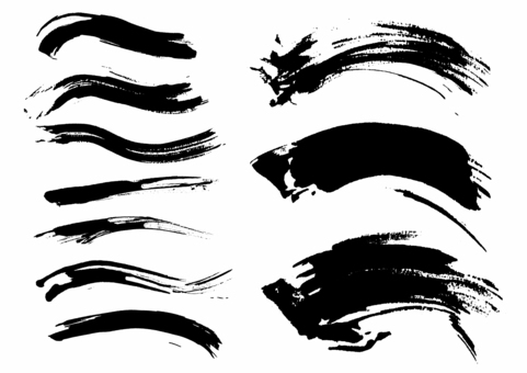 筆タッチ素材の波線曲線 筆線,曲線,波線,黒,ライン,シルエット,かすれ,手描き,勢い,和風のイラスト素材