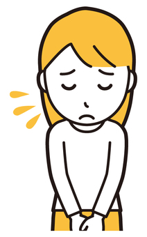  ロングヘア女性(黄)-057-バスト おじぎ,女性,女の子,人物,かわいい,挨拶,お礼,ごめんなさい,すみません,謝るのイラスト素材