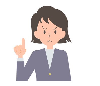 真剣に注意する女性会社員 女性,スーツ,人物,ベクター,人差し指,注意する,ng,クレーム対応,教える,警告のイラスト素材