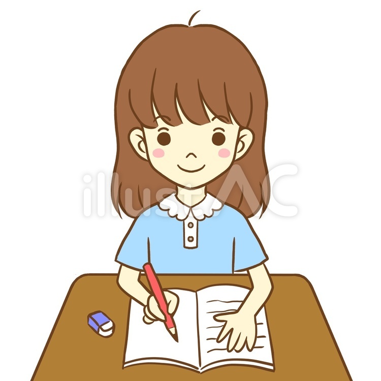 勉強をする女の子 子ども,勉強,女の子のイラスト素材