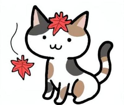 三毛猫と楓 三毛猫,三毛,猫,動物,楓,植物のイラスト素材