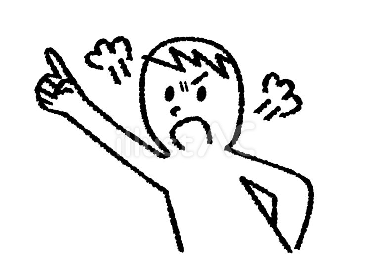怒る 1色,モノクロ,人物のイラスト素材